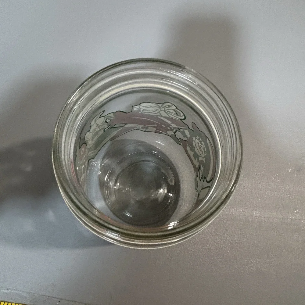Anchor Hocking Christmas Canister Candy Jar Glass Green Lid Holiday Toys 1980's